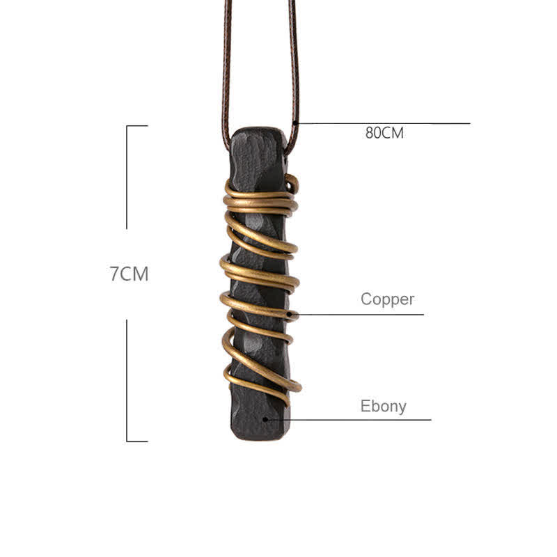 KarmaRipple's Tibet Ebony Wood Bronze Balance Peace Pendant Necklace p13