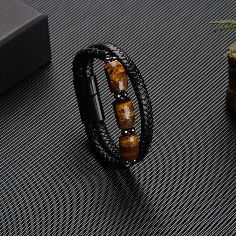 KarmaRipple's Authentic Tiger Eye Protection Willpower Magnetic Buckle Leather Bracelet p8