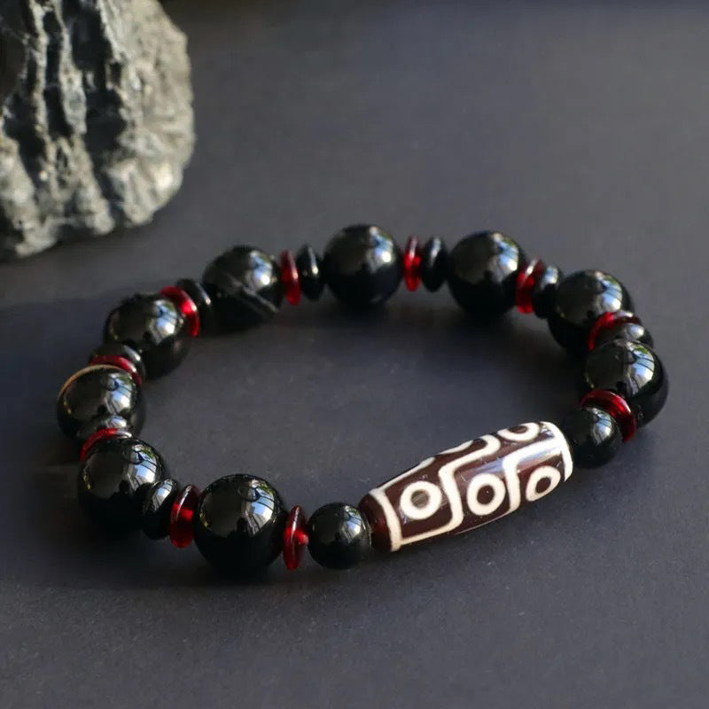 KarmaRipple's Black Onyx Nine-Eye Dzi Bead Wealth Protection Bracelet p5