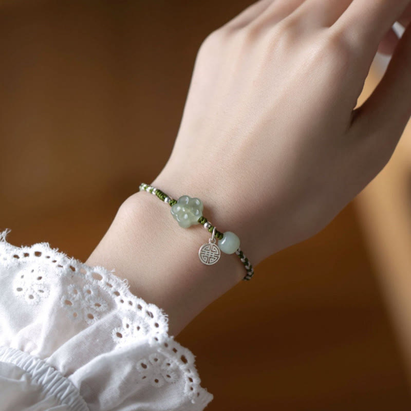 KarmaRipple's Handmade Plum Blossom Flower Jade Fortune Prosperity Woven Bracelet p8
