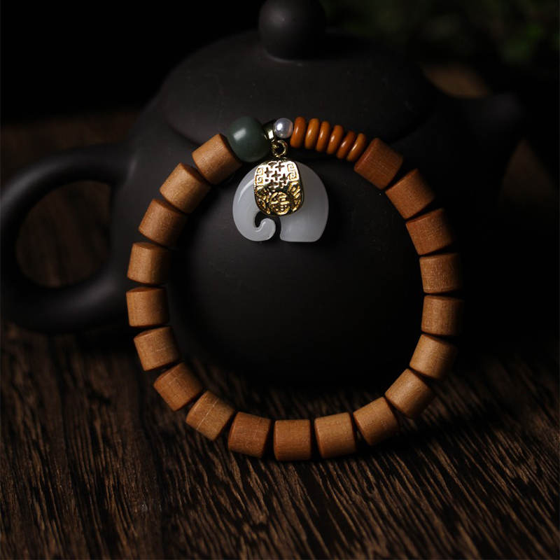KarmaRipple's Sandalwood Jade Elephant Protection Bracelet p9