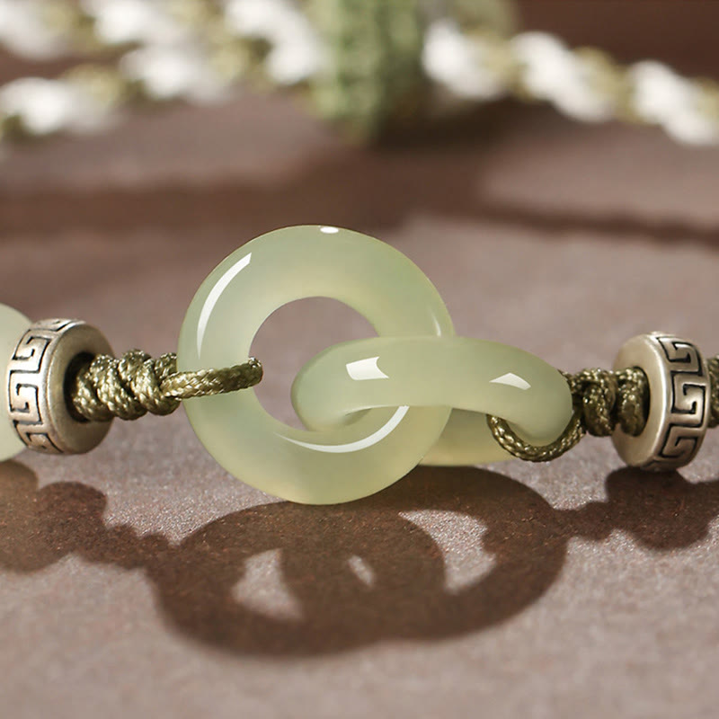 KarmaRipple's Authentic Hetian Jade Peace Buckle Fortune Woven Bracelet p6