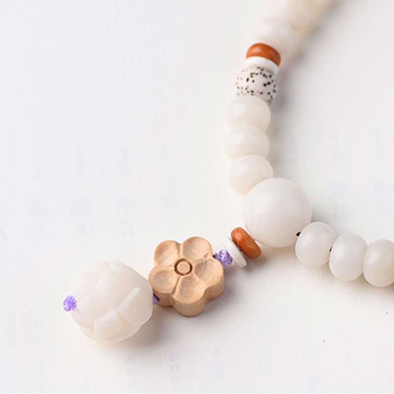 KarmaRipple's Tibetan Ivory Jade Bodhi Lotus Blessing Bracelet p17