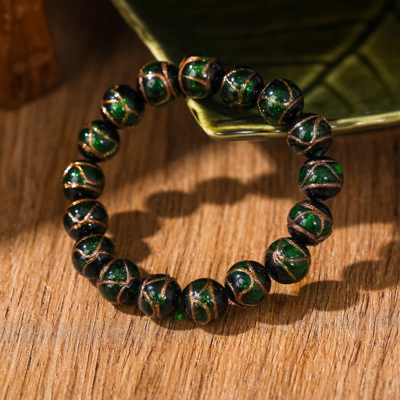 KarmaRipple's Tibetan Classic Liuli Glass Bead Fortune Wealth Bracelet p23