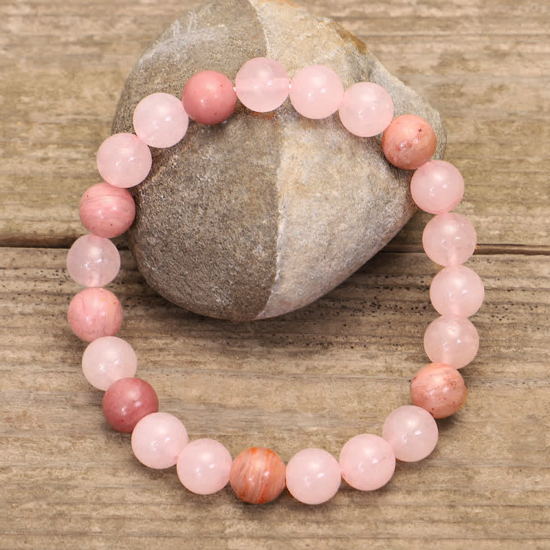 KarmaRipple's 108 Mala Beadwork Pink Gemstone Love Tassel Bracelet p6