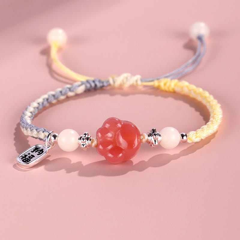 KarmaRipple's Yanyuan Agate Cat Claw Paw Ivory Bodhi Seed Fu Character Positive Woven Rope Bracelet p15