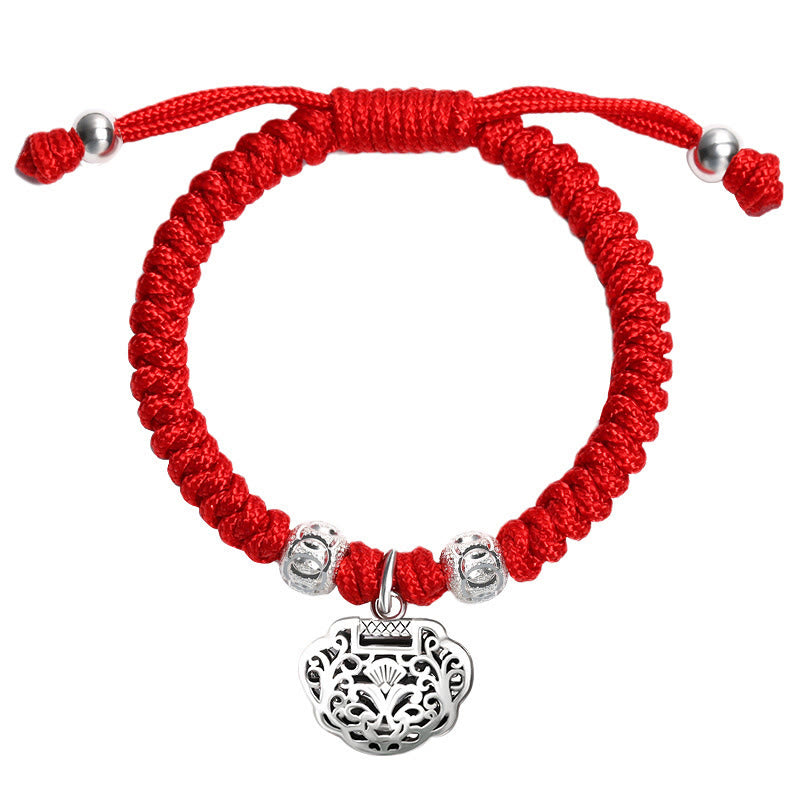 KarmaRipple's 925 Sterling Silver Chinese Lock Talisman Multicolored Red String Protection Handmade Woven Kids Bracelet p14