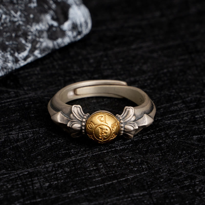 KarmaRipple's 925 Sterling Silver Manjusri Mantra Om Mani Padme Hum Peace Adjustable Ring p2