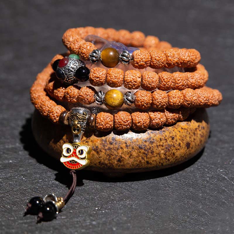 KarmaRipple's Tibet 108 Mala Beadwork Rudraksha Bodhi Seed Chinese Zodiac Natal Buddha Wealth Talisman Bracelet p30
