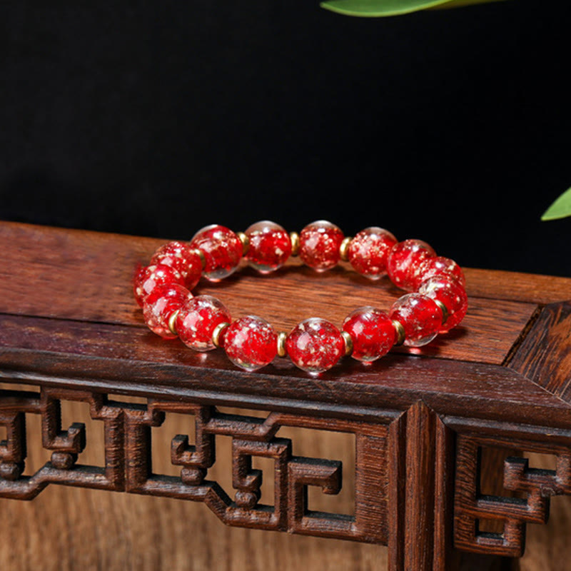 KarmaRipple's Gold Swallowing Beast Family Talisman Luminous Fluorescent Liuli Glass Bead Success Bracelet p46