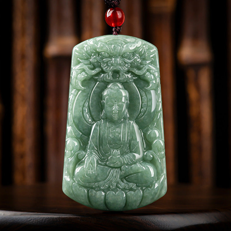 KarmaRipple's Tathagata Buddha Dragon Jade Amulet Serenity String Pendant p6