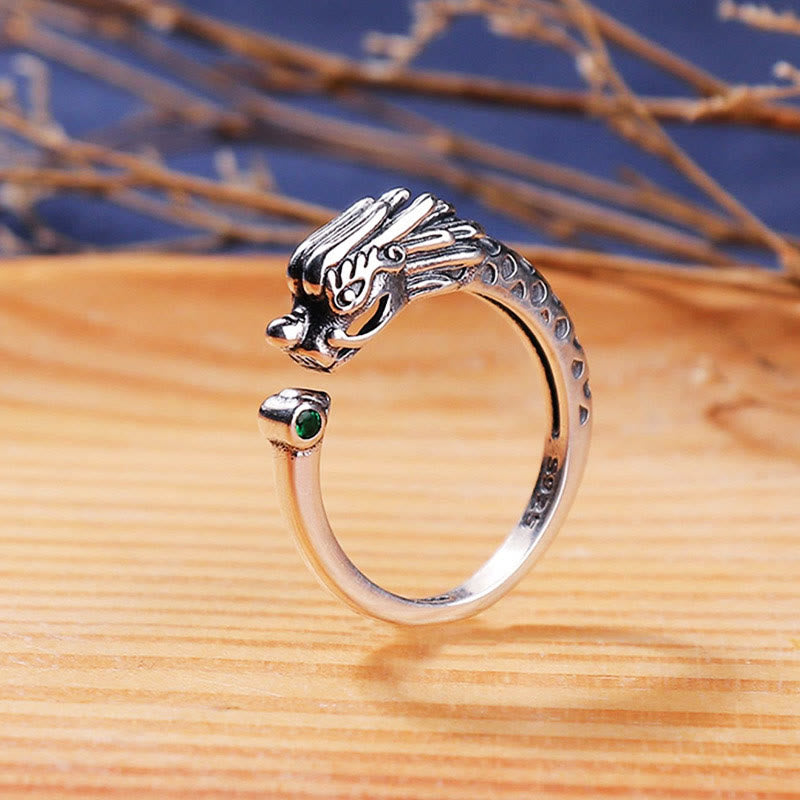 KarmaRipple's Vintage Dragon Design Success Strength Adjustable Ring p2