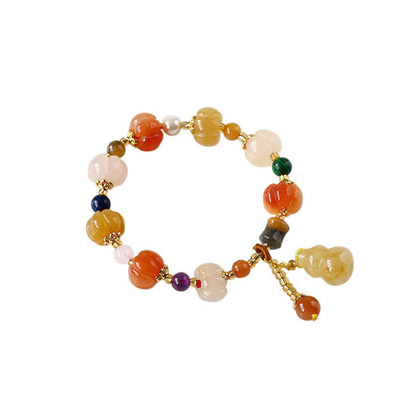 KarmaRipple's Authentic Golden Silk Jade Crystals Gourd Pixiu Pumpkin Beadwork Wealth Talisman Bracelet p11