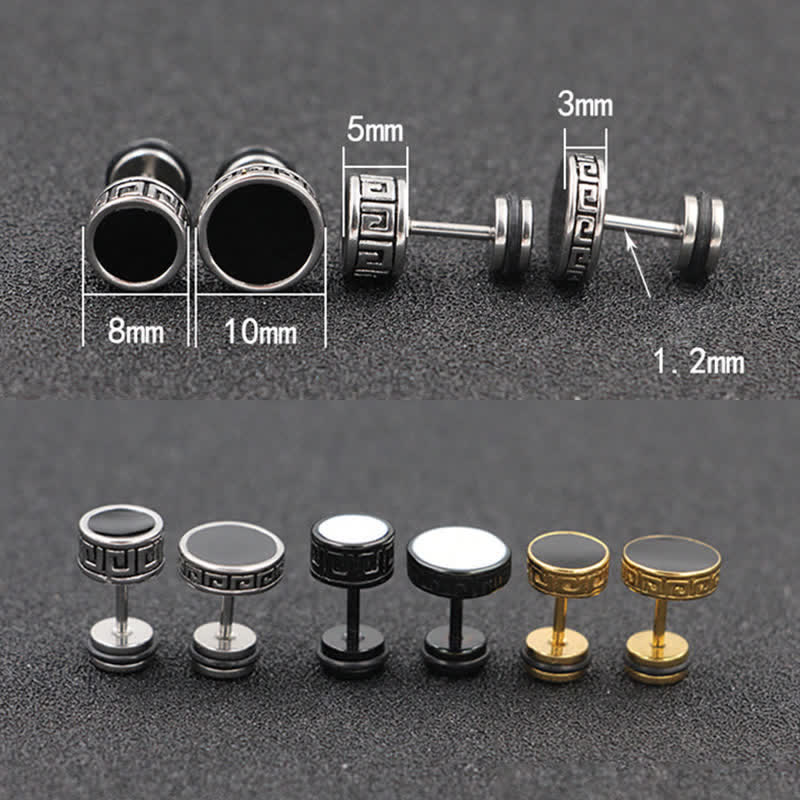 KarmaRipple's Cool Men Titanium Steel Balance Round Stud Earrings p14