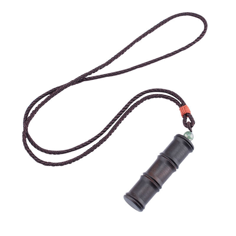 KarmaRipple's Ebony Wood Bamboo Pattern Ghau Prayer Box Peace Pendant Necklace p8