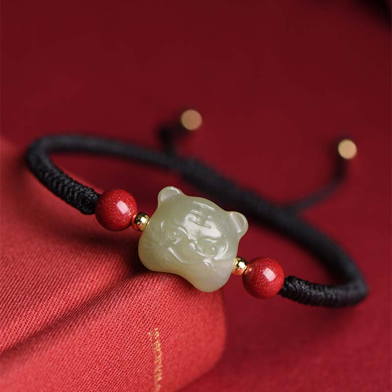KarmaRipple's Jade Cinnabar Fortunate Tiger String Bracelet p15