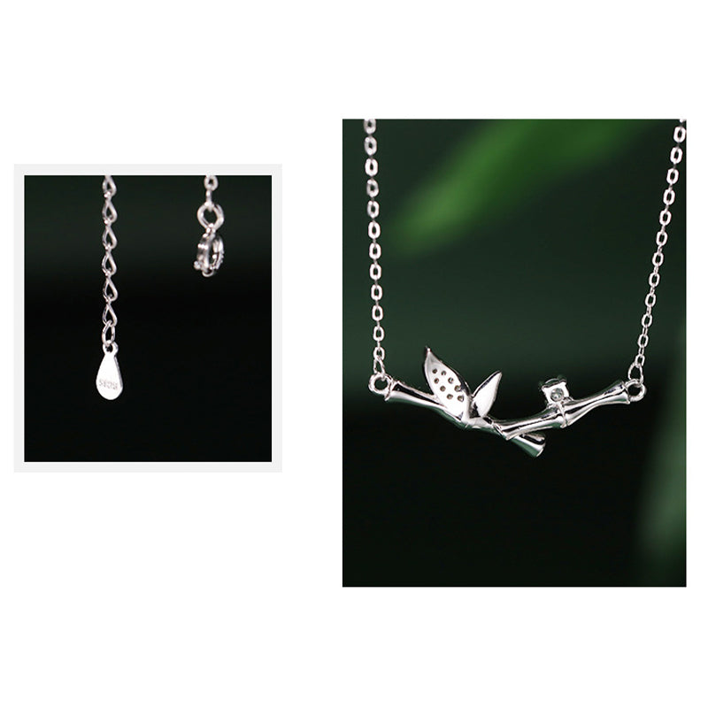KarmaRipple's Bamboo Leaf Design Bronze Zircon Wealth Pendant Necklace p13