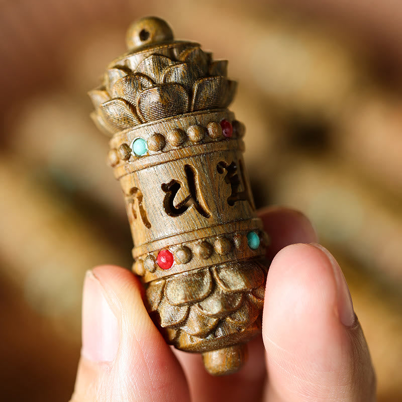 KarmaRipple's Tibet Green Sandalwood Rosewood Om Mani Padme Hum Lotus Positive Soothing Pendant Necklace p7