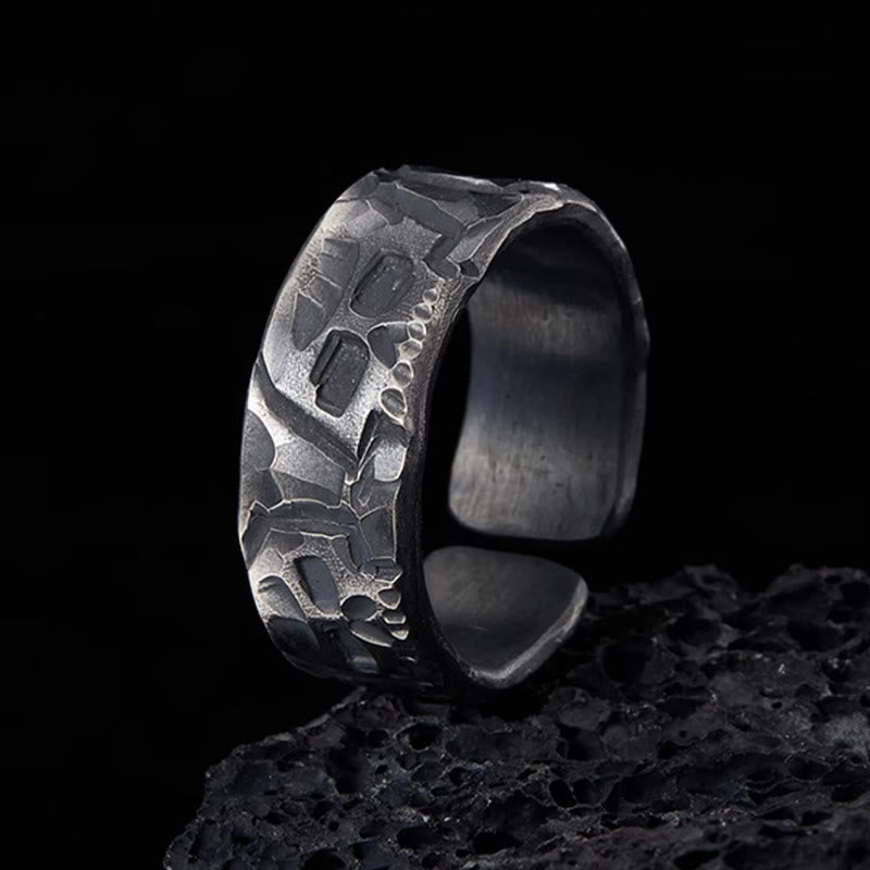 KarmaRipple's 999 Sterling Silver Skeleton Pattern Handmade Blessing Ring p2