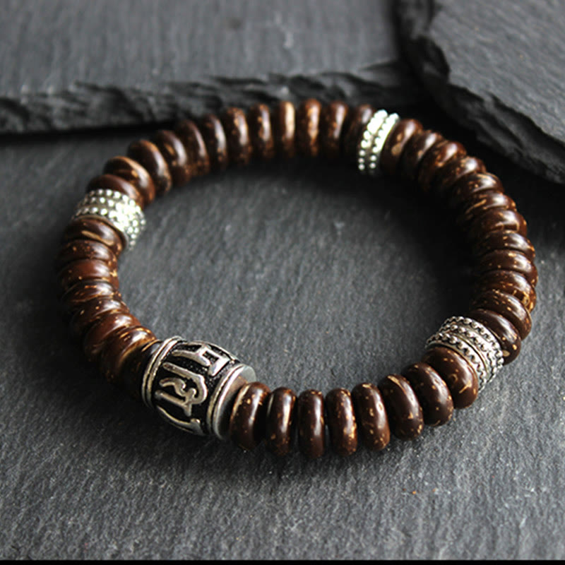 KarmaRipple's Authentic Tibetan Coconut Shell Om Mani Padme Hum Positive Bracelet p7