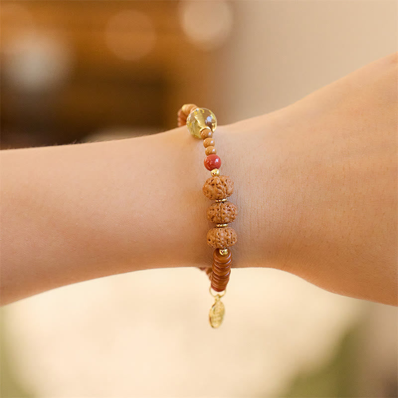 KarmaRipple's Tibetan Bodhi Seed Black Onyx Smoky Quartz Om Mani Padme Hum Fu Character Wealth Bracelet p7