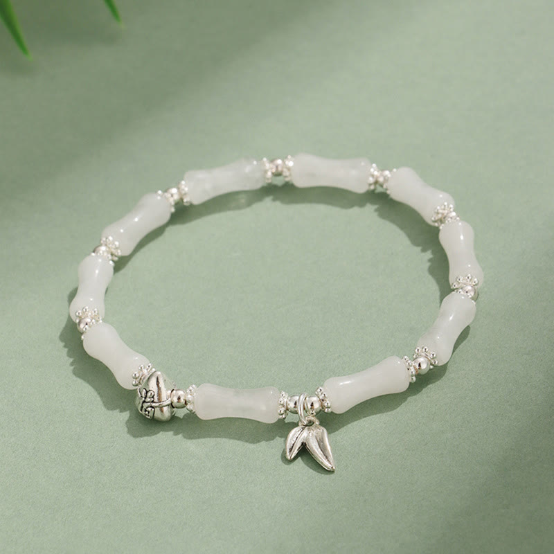 KarmaRipple's Peridot Ivory Jade Strawberry Quartz Green Aventurine Bamboo Fu Character Fortune Bracelet p25