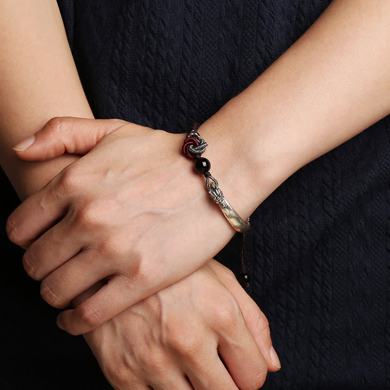 KarmaRipple's 925 Sterling Silver Auspicious Dragon Success Handcrafted Woven Bracelet p5
