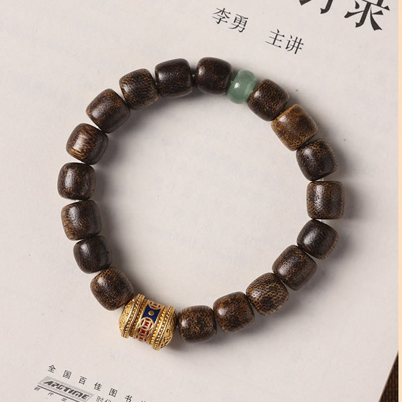 KarmaRipple's Agarwood Bronze Coin Auspicious Cloud Calm Bracelet p4