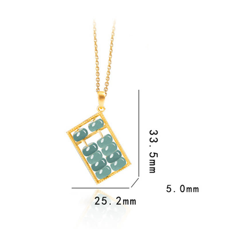 KarmaRipple's 925 Sterling Silver Authentic Jade Abacus Pattern Abundance Pendant Necklace p10