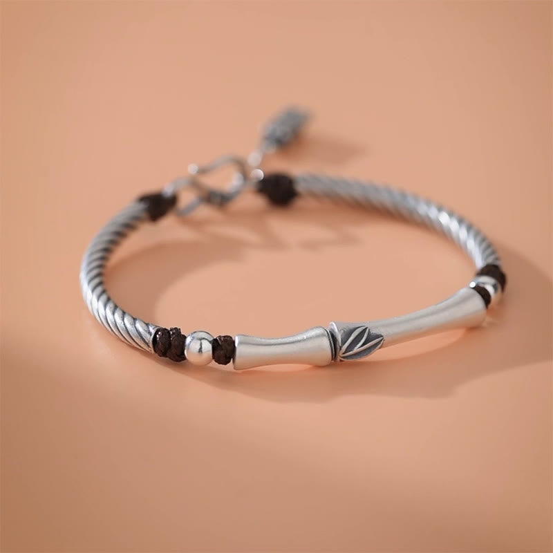 KarmaRipple's 999 Sterling Silver Bamboo Pattern Cicada Fortune Wealth Bracelet p13