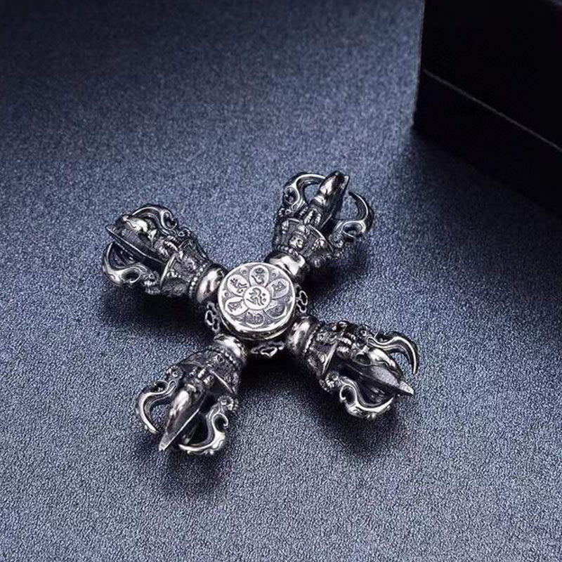 KarmaRipple's Tibetan 925 Sterling Silver Double Dorje Vajra Engraved Spiritual Power Necklace p7