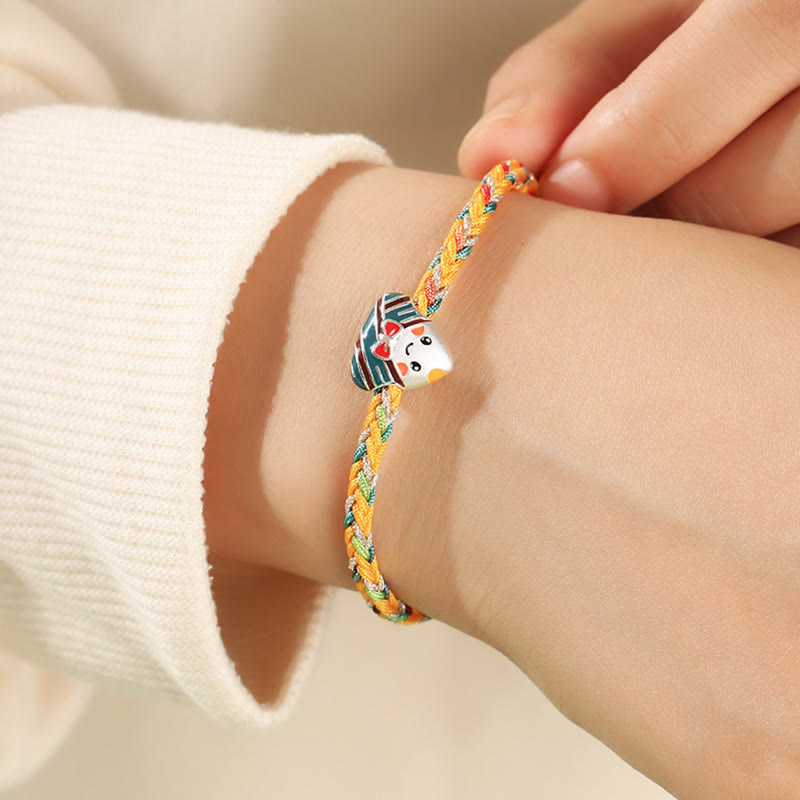 KarmaRipple's 925 Sterling Silver Dragon Boat Festival Zongzi Pattern Fortune Handmade Multicolored Rope Child Adult Bracelet p7