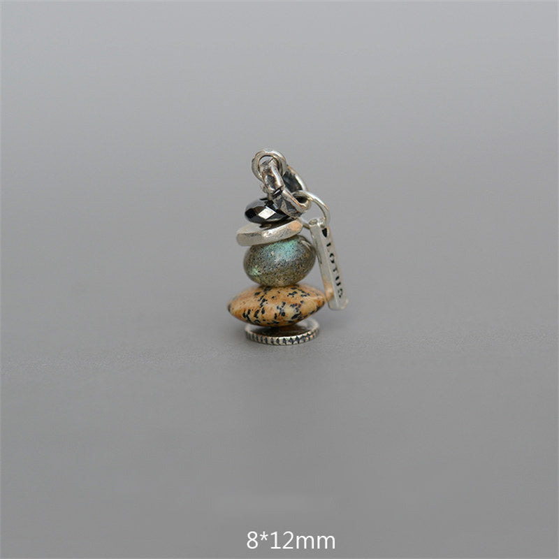 KarmaRipple's Zen Cairn Labradorite Various Crystals Calm Necklace Pendant p2