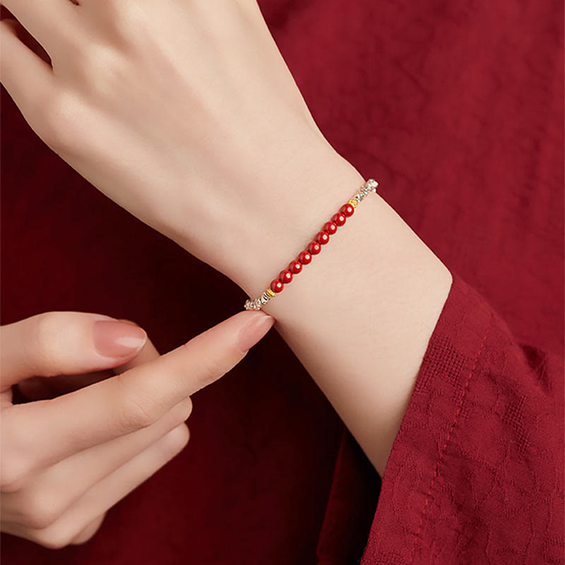 KarmaRipple's 925 Sterling Silver Cinnabar Fu Character Blessing Bracelet p6
