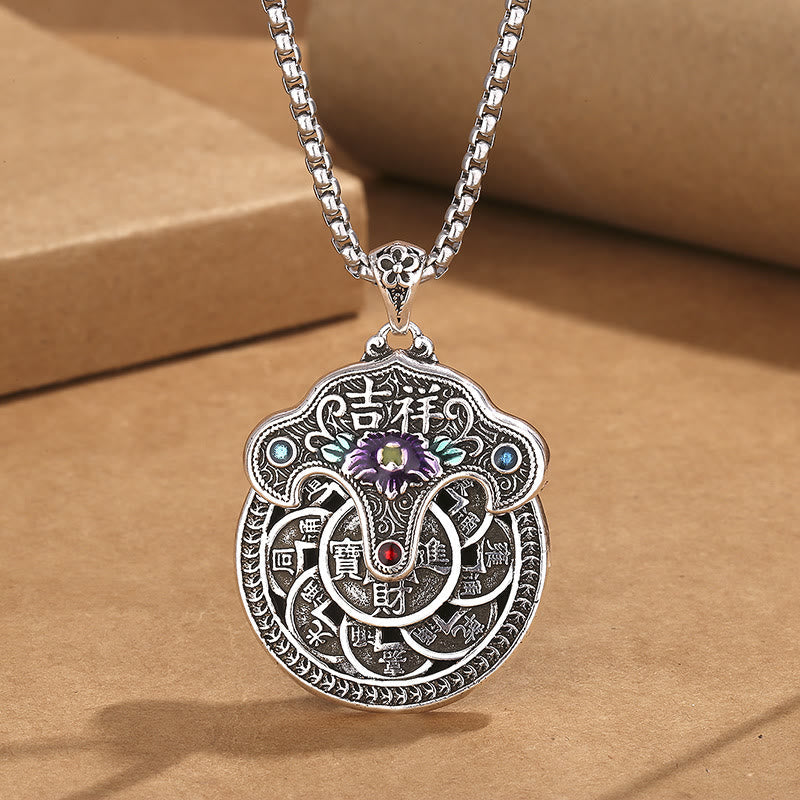 KarmaRipple's Peony Flower Bronze Coins Wealth Pendant Necklace p4