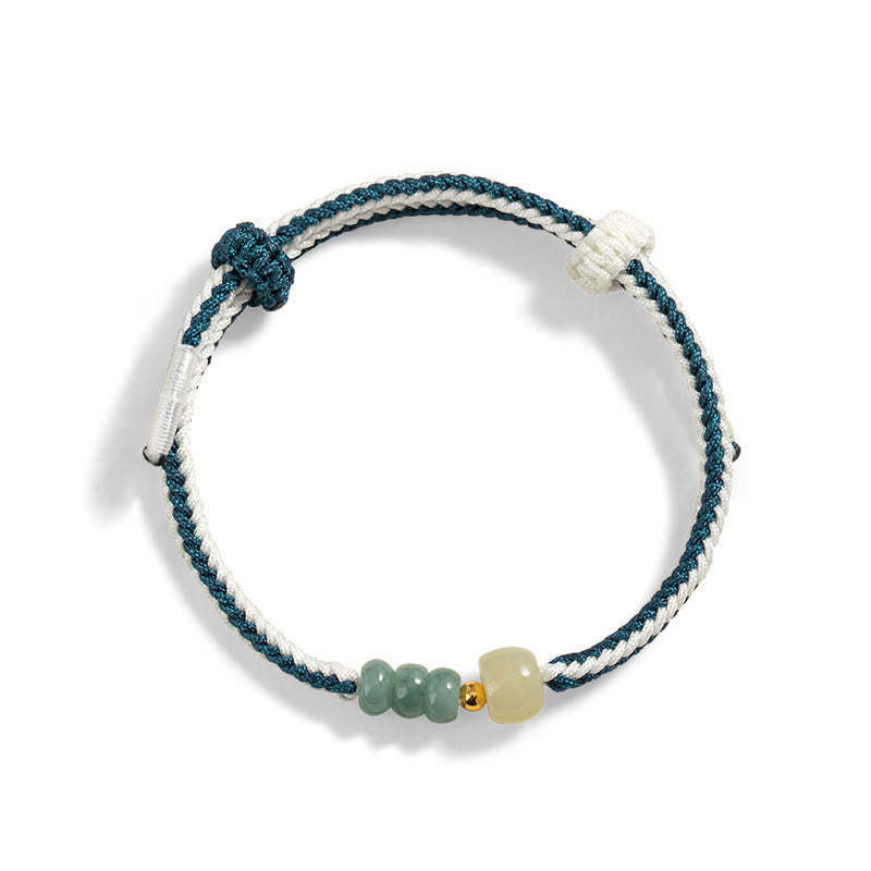 KarmaRipple's 925 Sterling Silver Hetian Jade Bead Abundance Woven Rope Bracelet p13