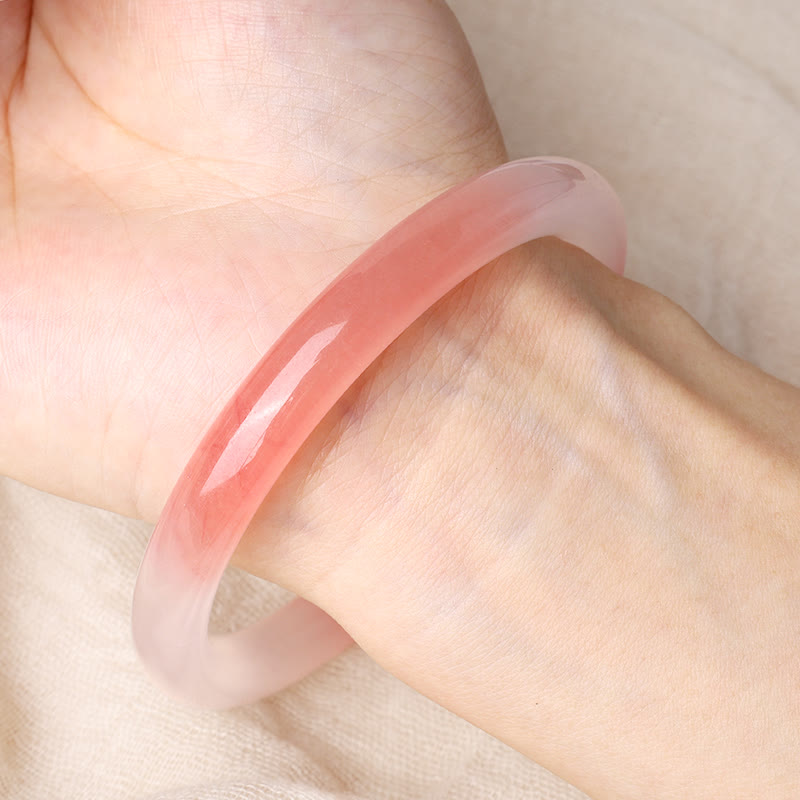 KarmaRipple's Pink Golden Silk Jade Wealth Bracelet Bangle p6