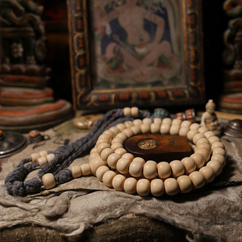 KarmaRipple's 108 Mala Beadwork Abelia Biflora Wood Warding Off Evil Spirits Wrist Mala p15