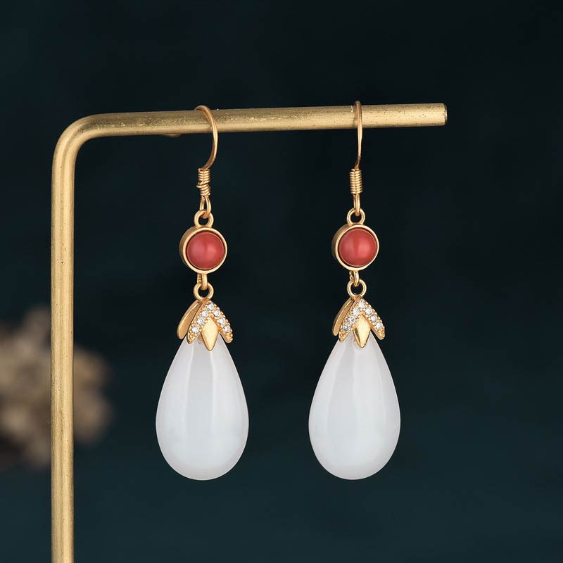 KarmaRipple's FengShui Ivory Jade Fortune Drop Earrings p24