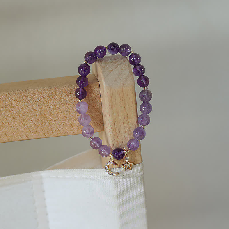 KarmaRipple's Amethyst Gemstone Moon Star Balancing Bracelet p6