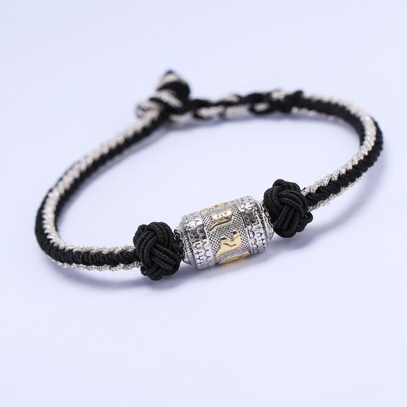 KarmaRipple's 925 Sterling Silver Om Mani Padme Hum Prayer Wheel Fortune Strength Red String Bracelet p3