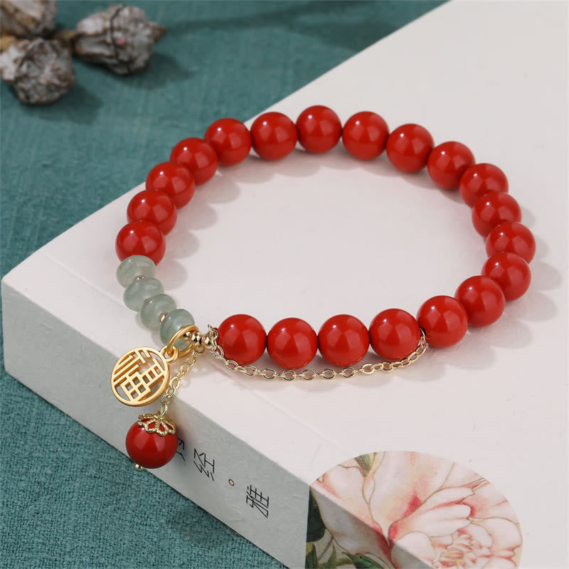 KarmaRipple's Cinnabar Auspicious Fu Character Jade Calm Bracelet p7