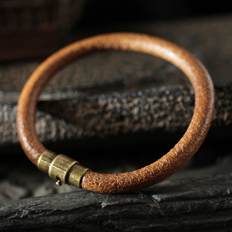 KarmaRipple's Retro Leather Fortune Balancing Bronze Magnetic Buckle Bracelet p3