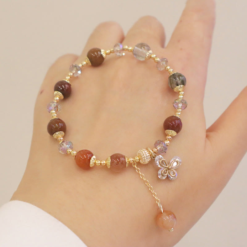 KarmaRipple's Authentic Fu Lu Shou Rainbow Gemstone Rutilated Quartz Wealth Butterfly Talisman Bracelet p14