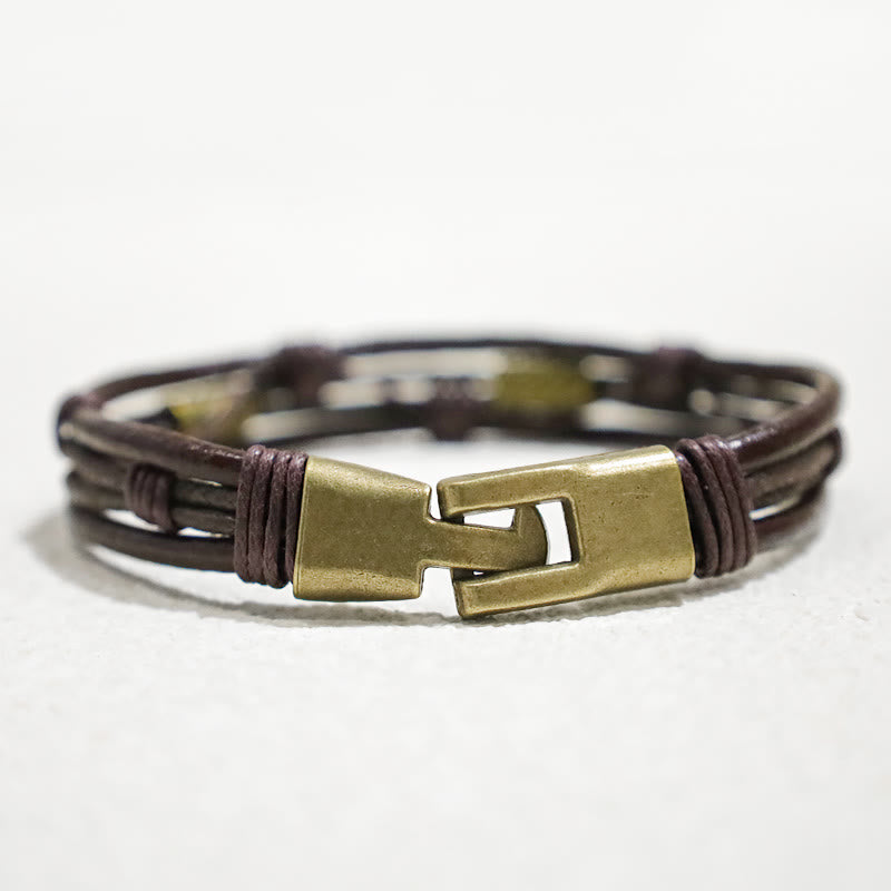 KarmaRipple's Vintage Leather Wrist Band Brown Rope Layered Bracelet Bangle p7