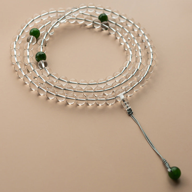KarmaRipple's 108 Beadwork Ivory Gemstone Jade Meditation Bracelet Mala p1