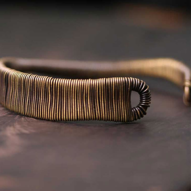 KarmaRipple's Simple Design Wrapped Bronze Fortune Wealth Adjustable Cuff Bracelet p4