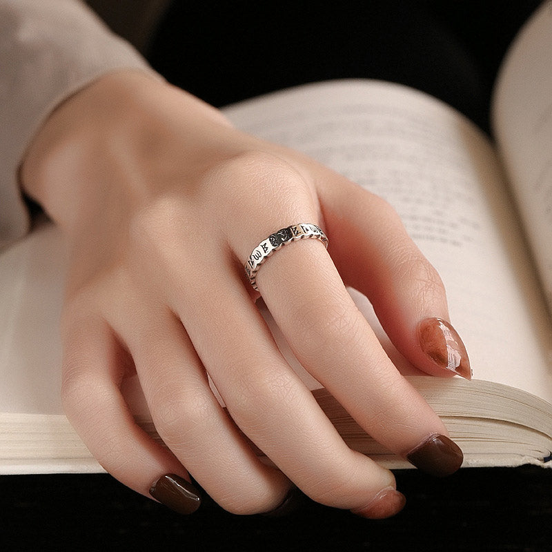 KarmaRipple's 925 Sterling Silver Six True Words Calm Wisdom Ring p3