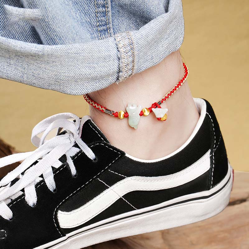 KarmaRipple's Chinese Zodiac Jade Prosperity Red String Bracelet Anklet p15