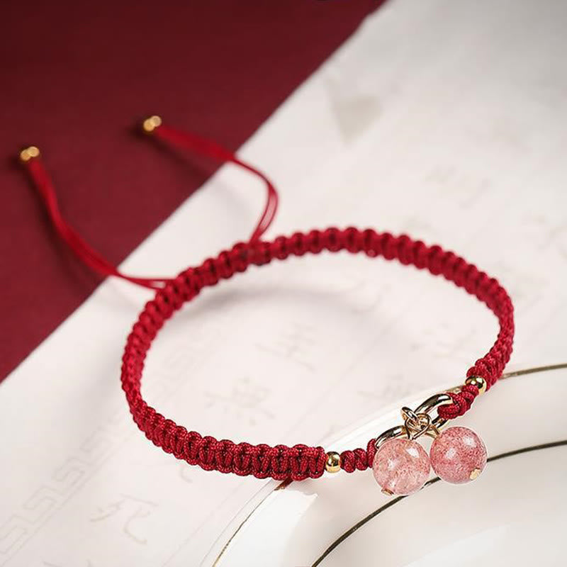 KarmaRipple's Authentic Strawberry Quartz Amethyst Green Phantom Bead Positive Bracelet p7
